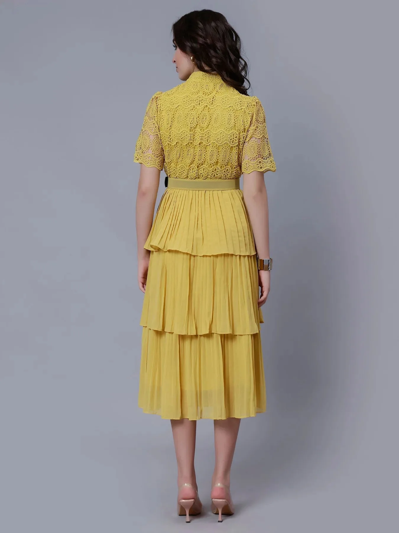 Lace Patchwork Pleated Dress - Image 10