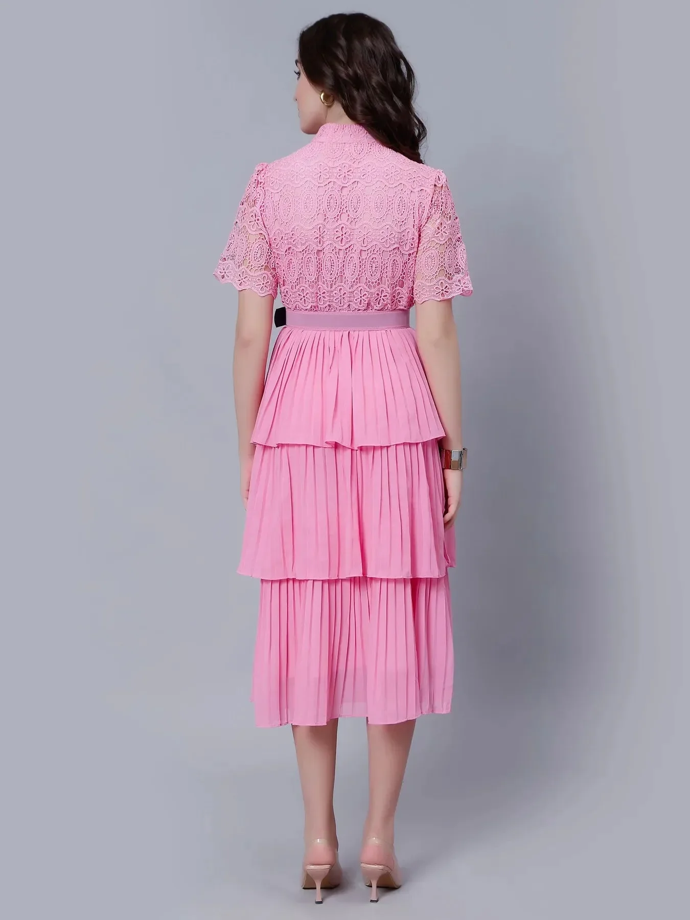 Lace Patchwork Pleated Dress - Image 18