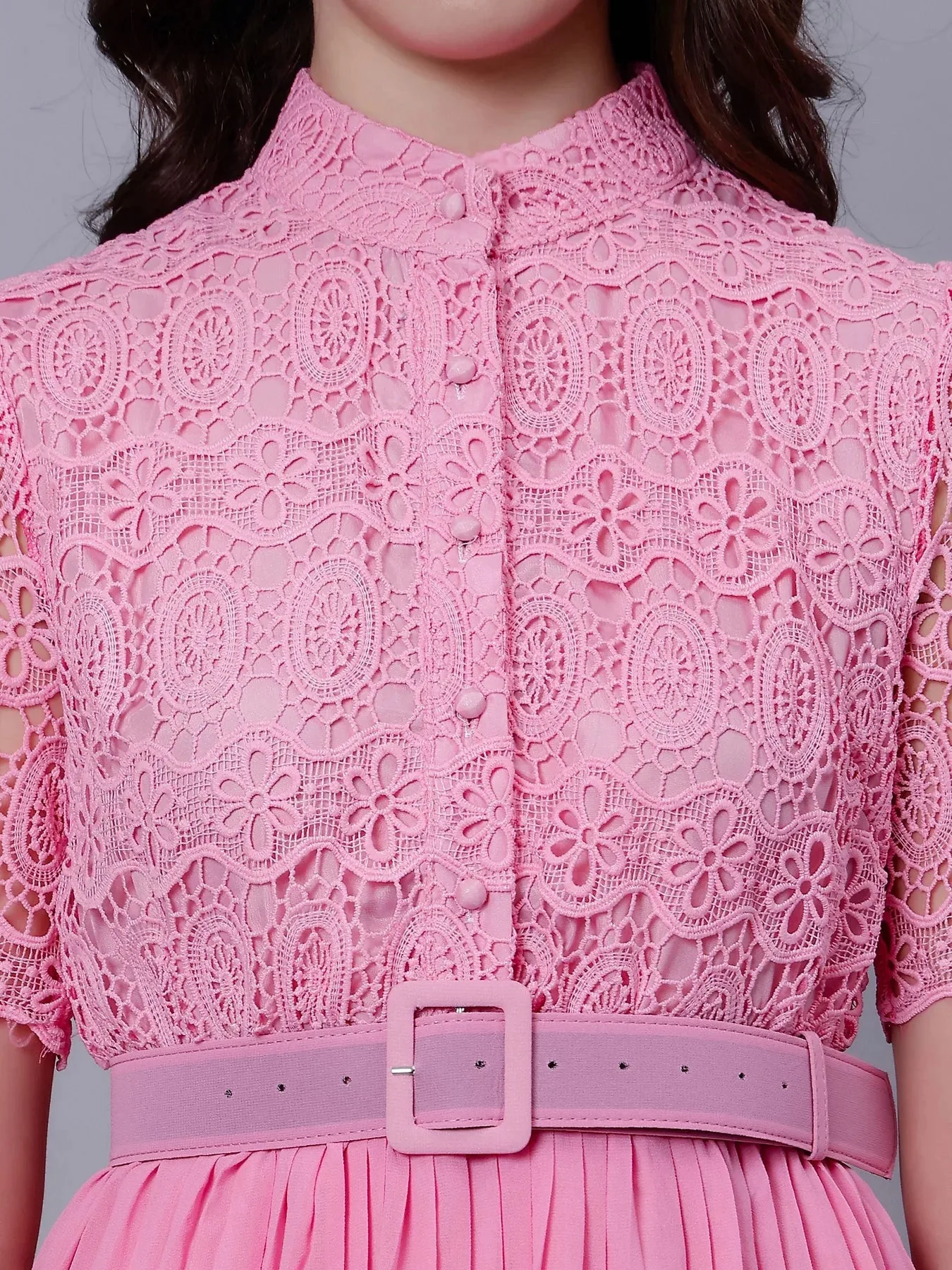 Lace Patchwork Pleated Dress - Image 21