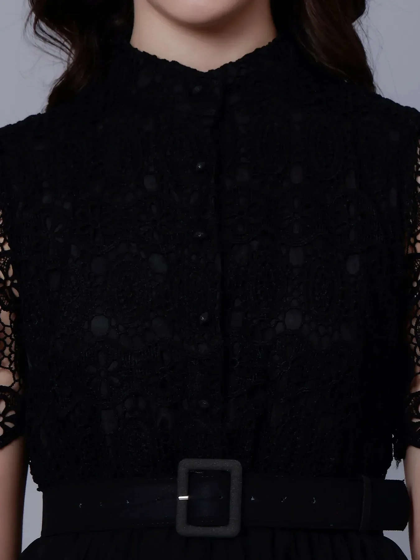Lace Patchwork Pleated Dress - Image 24