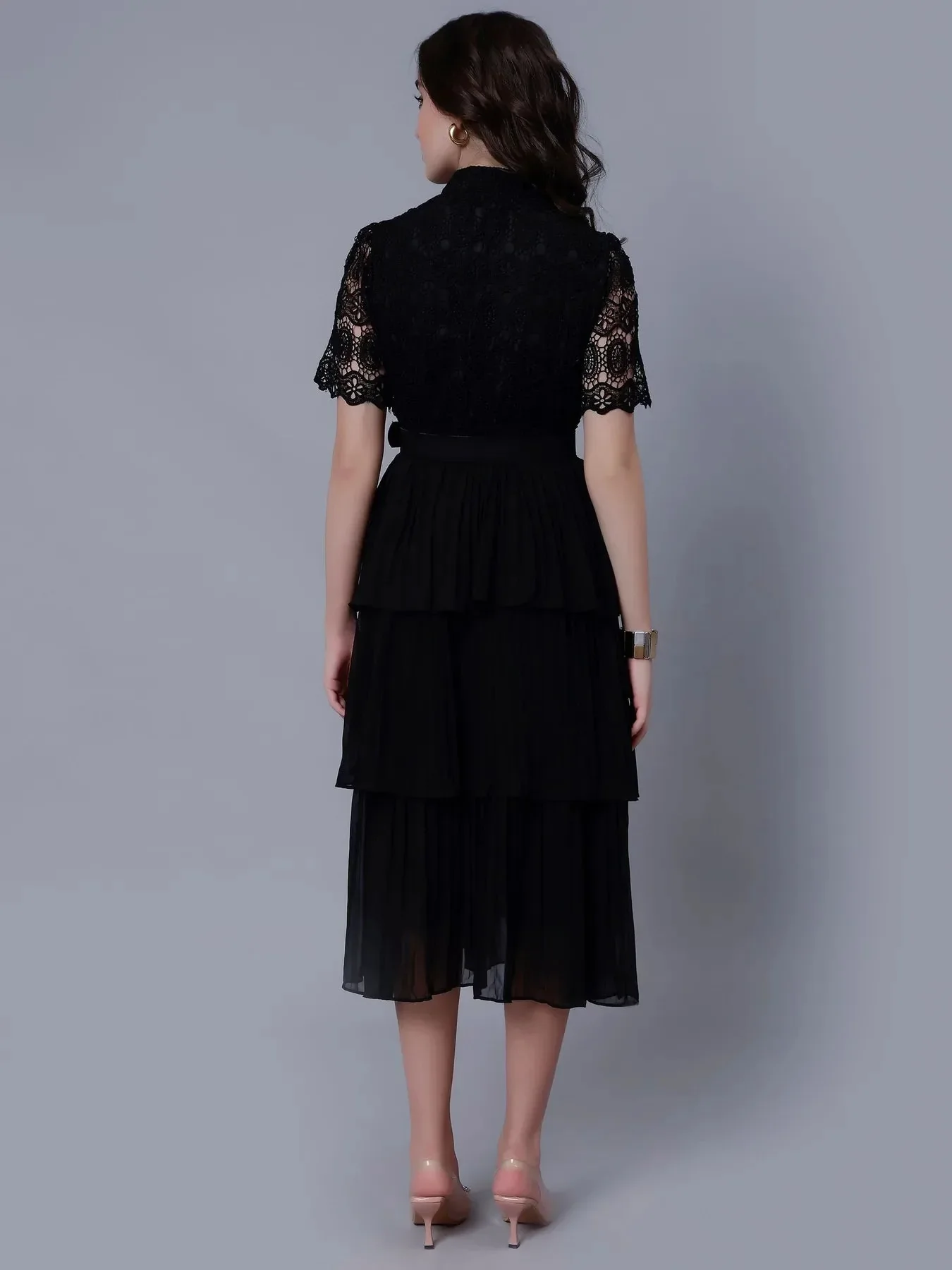 Lace Patchwork Pleated Dress - Image 25