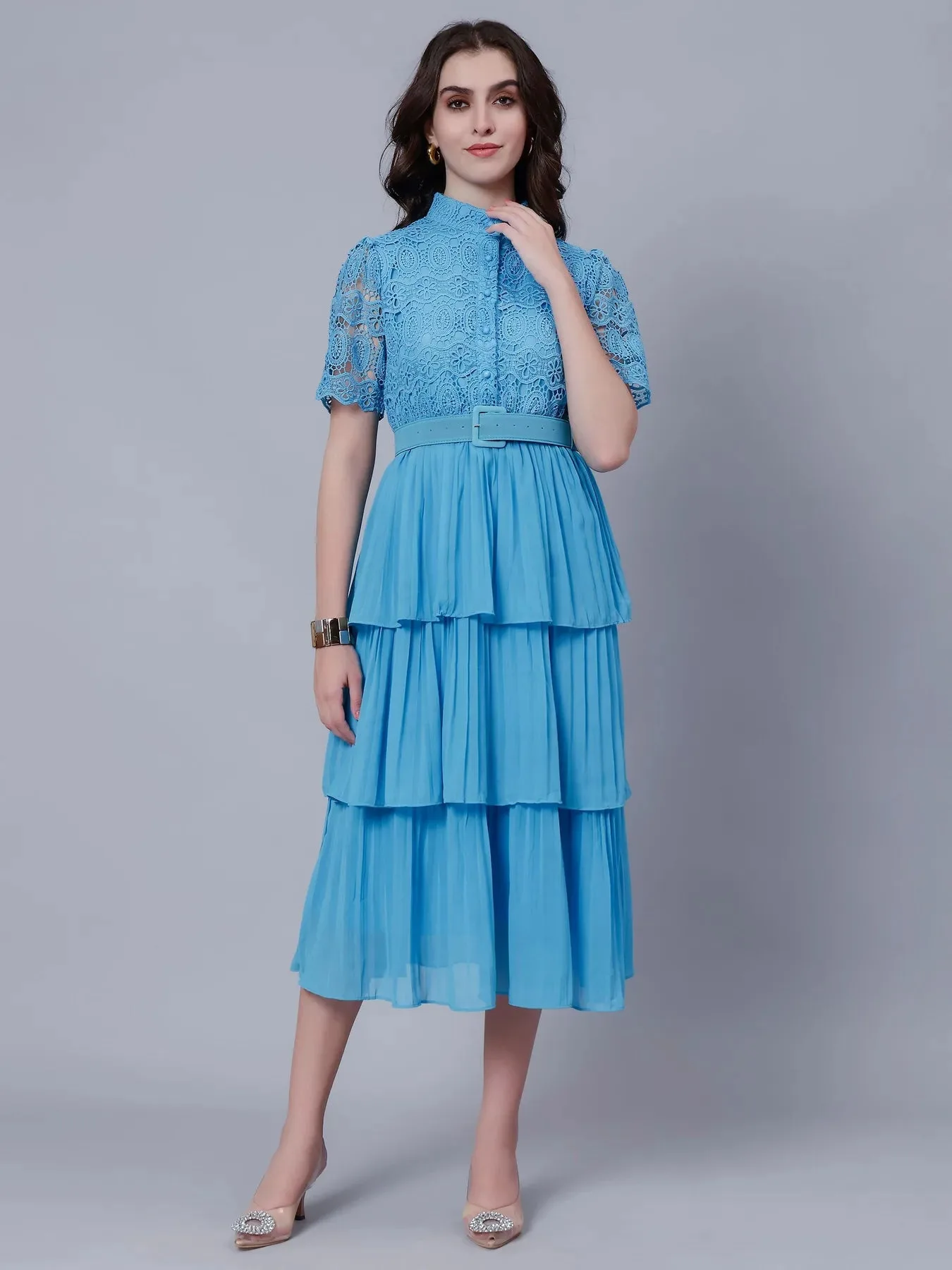 Lace Patchwork Pleated Dress - Image 26