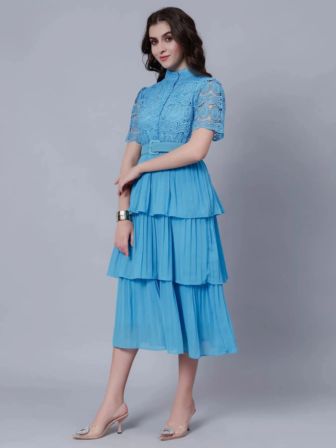 Lace Patchwork Pleated Dress - Image 27