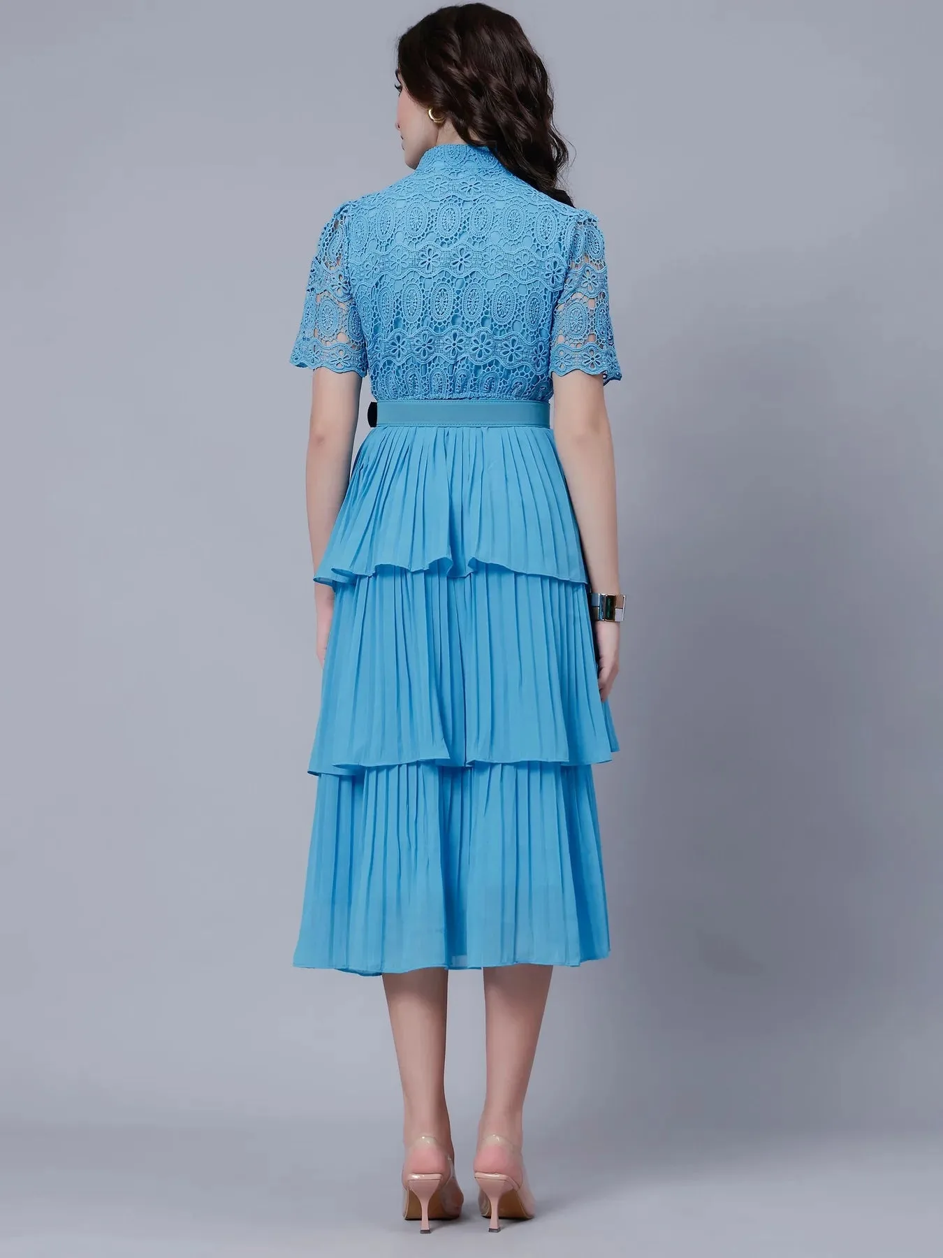 Lace Patchwork Pleated Dress - Image 28