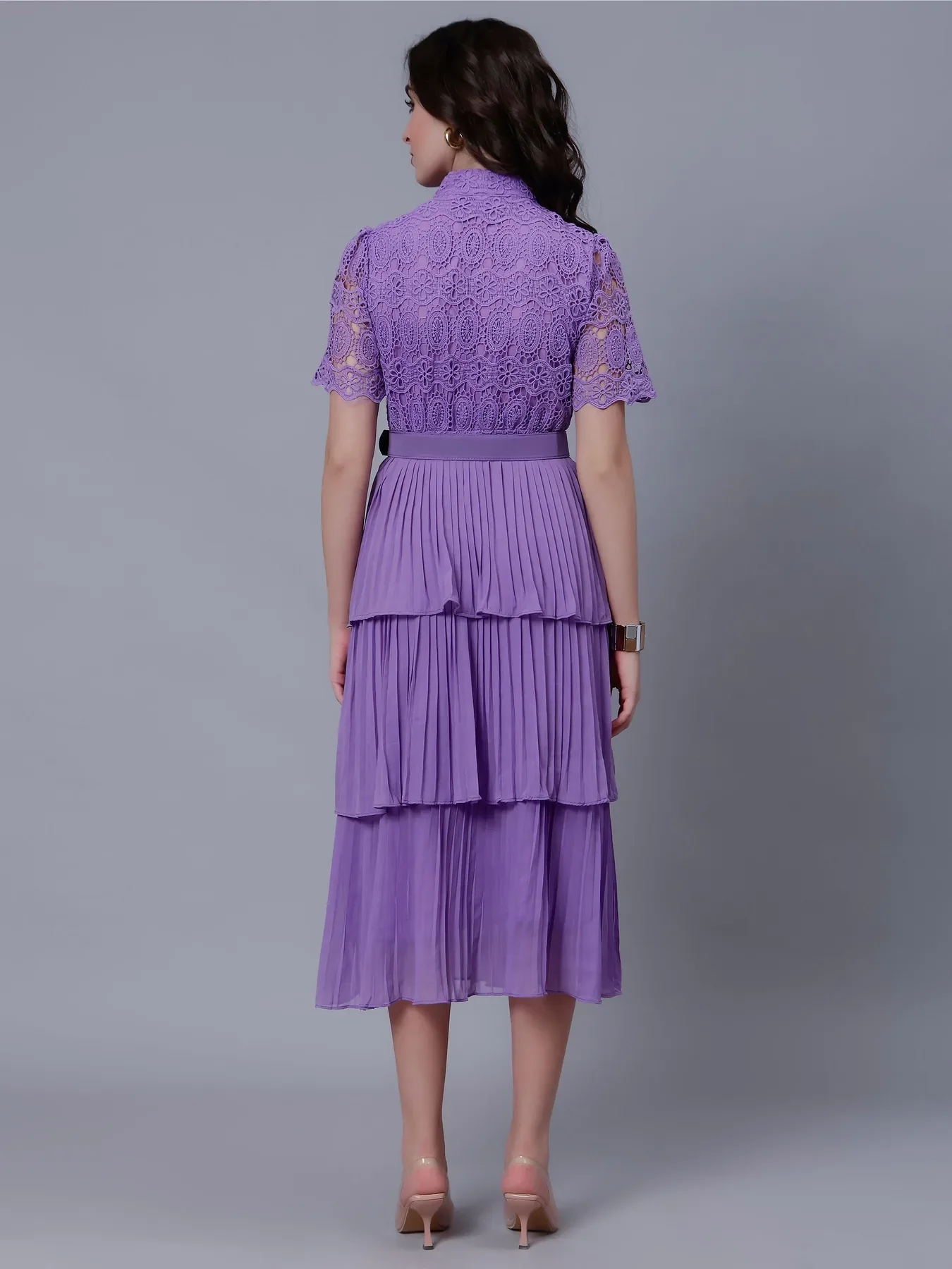 Lace Patchwork Pleated Dress - Image 5