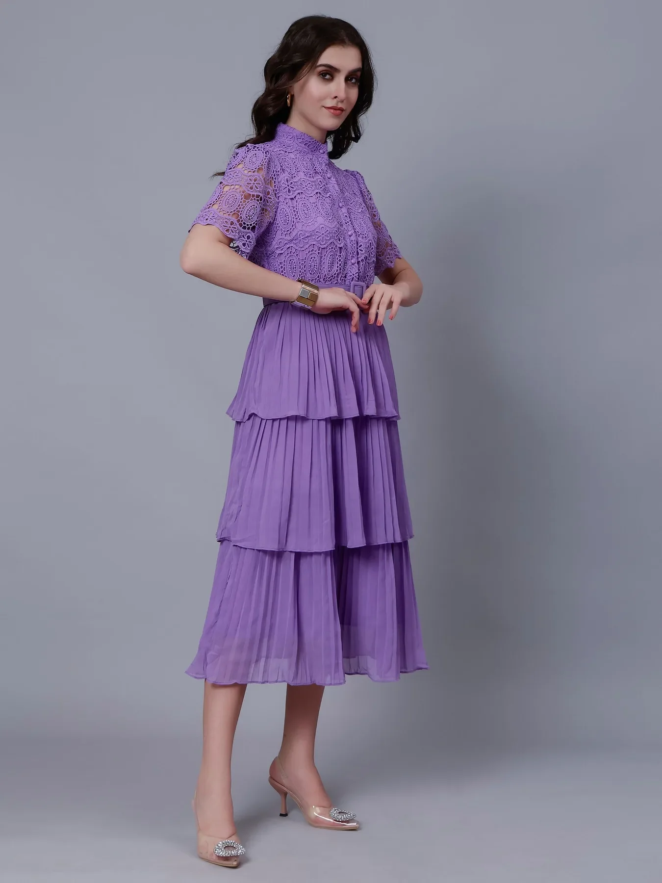 Lace Patchwork Pleated Dress - Image 6