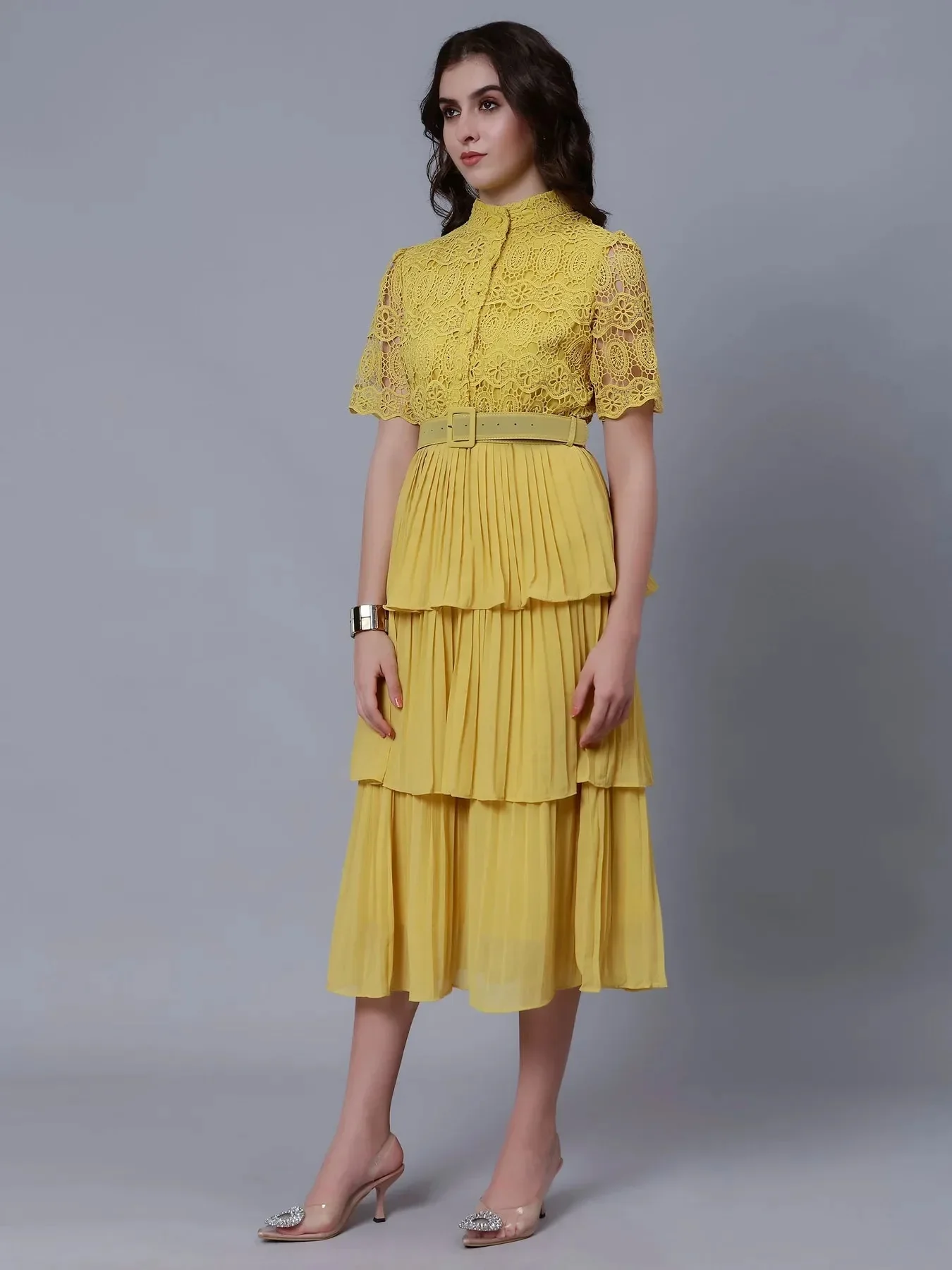 Lace Patchwork Pleated Dress - Image 8