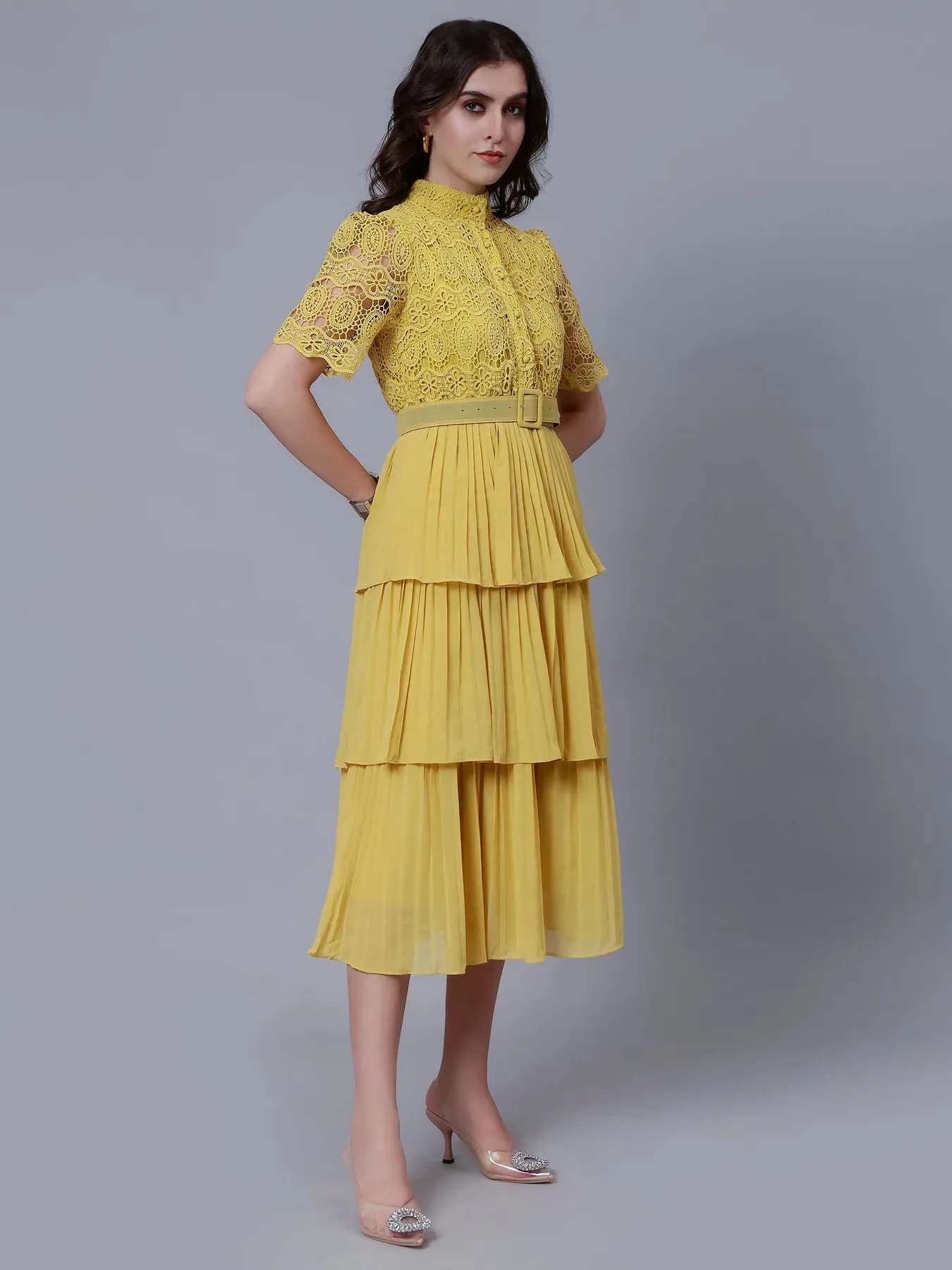 Lace Patchwork Pleated Dress - Image 9