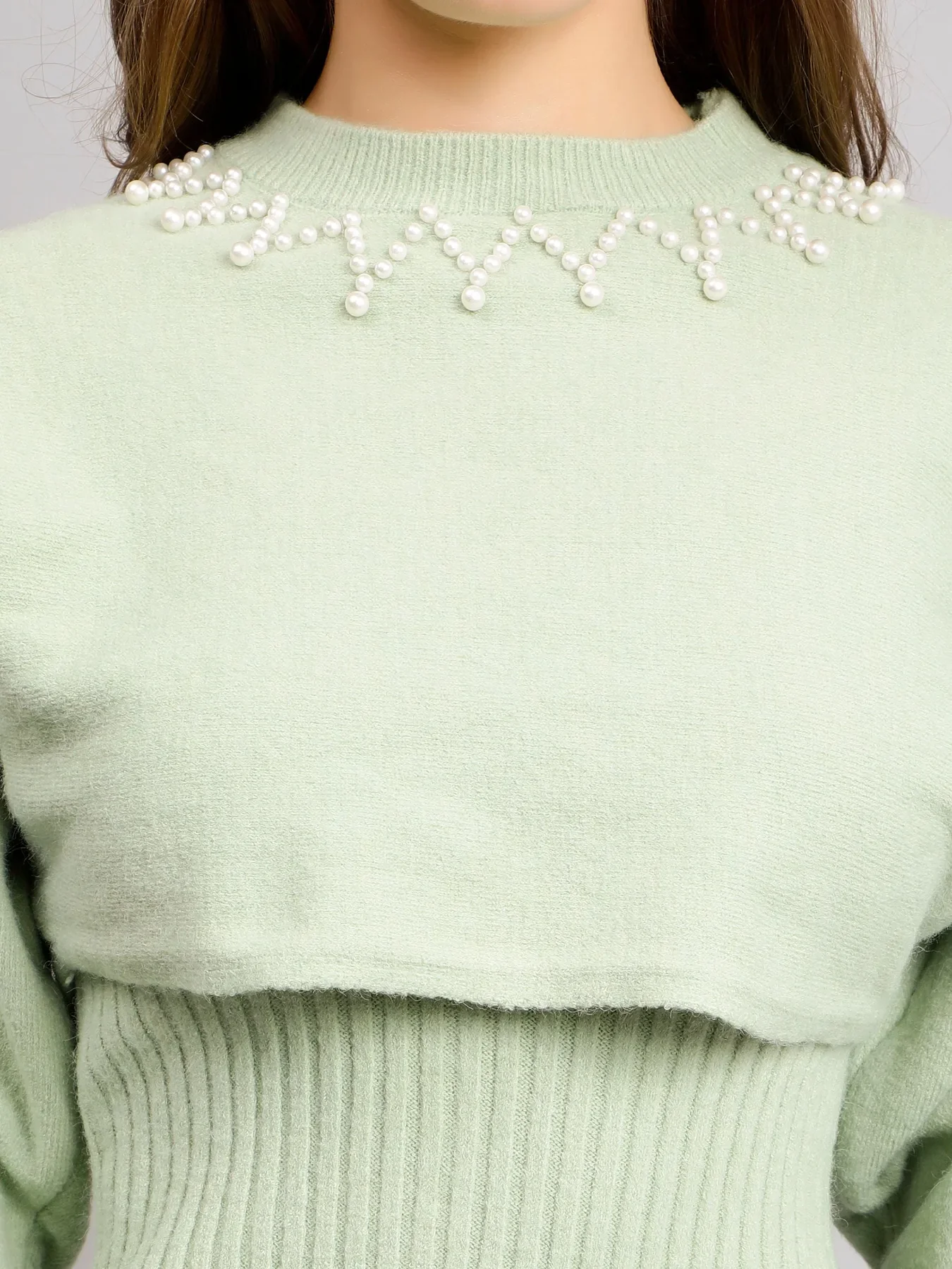 Pearl Embellished Knitted Two-Piece Set - Image 12
