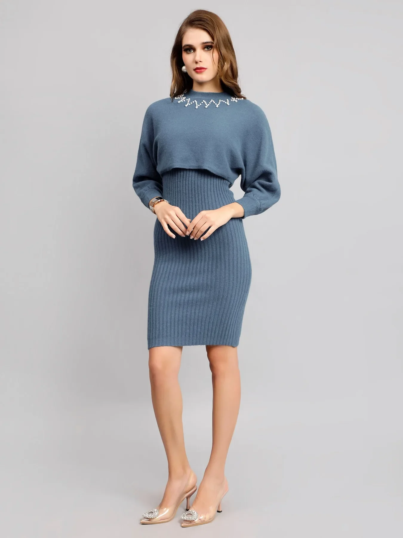Pearl Embellished Knitted Two-Piece Set - Image 5