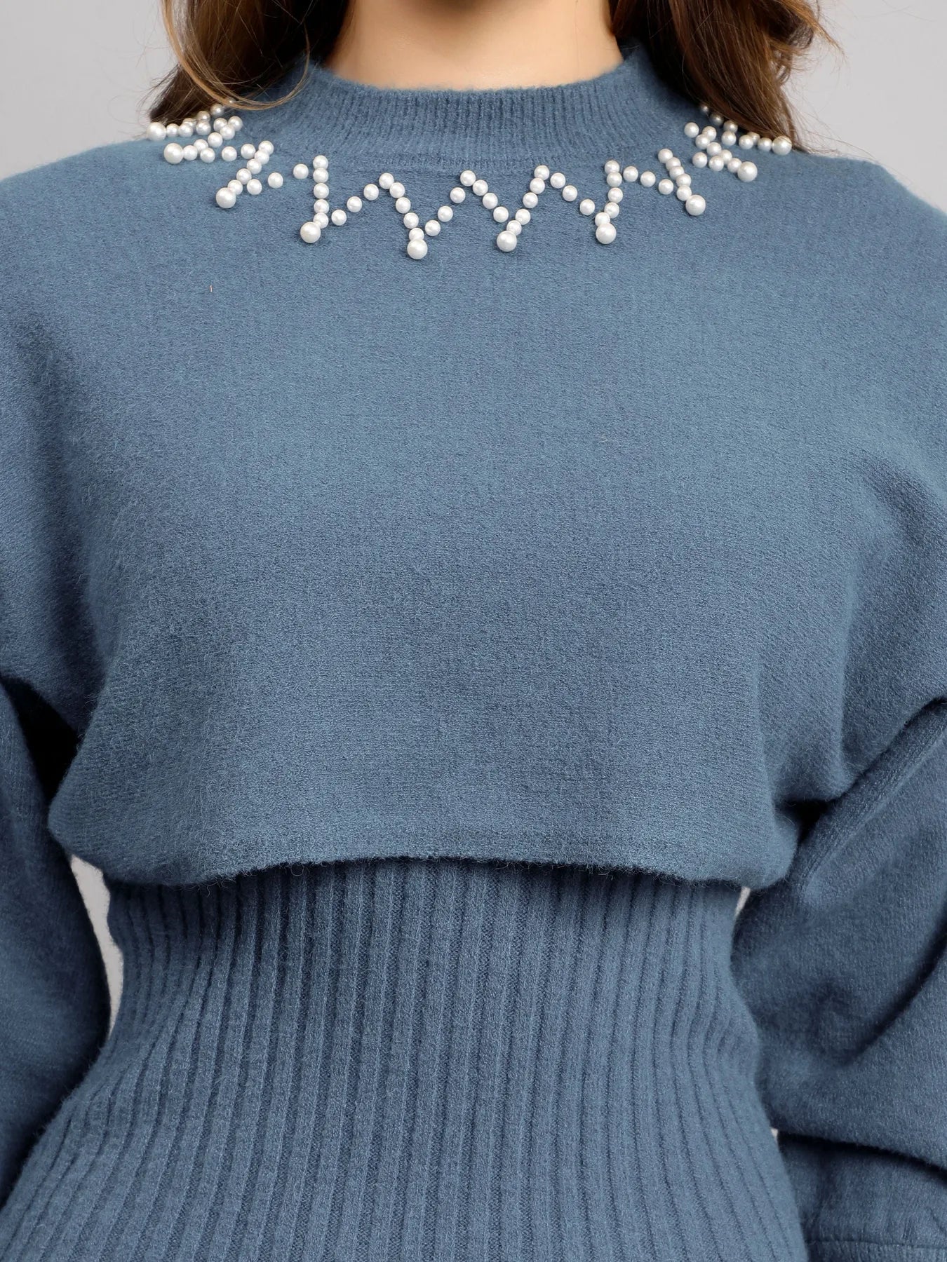 Pearl Embellished Knitted Two-Piece Set - Image 6